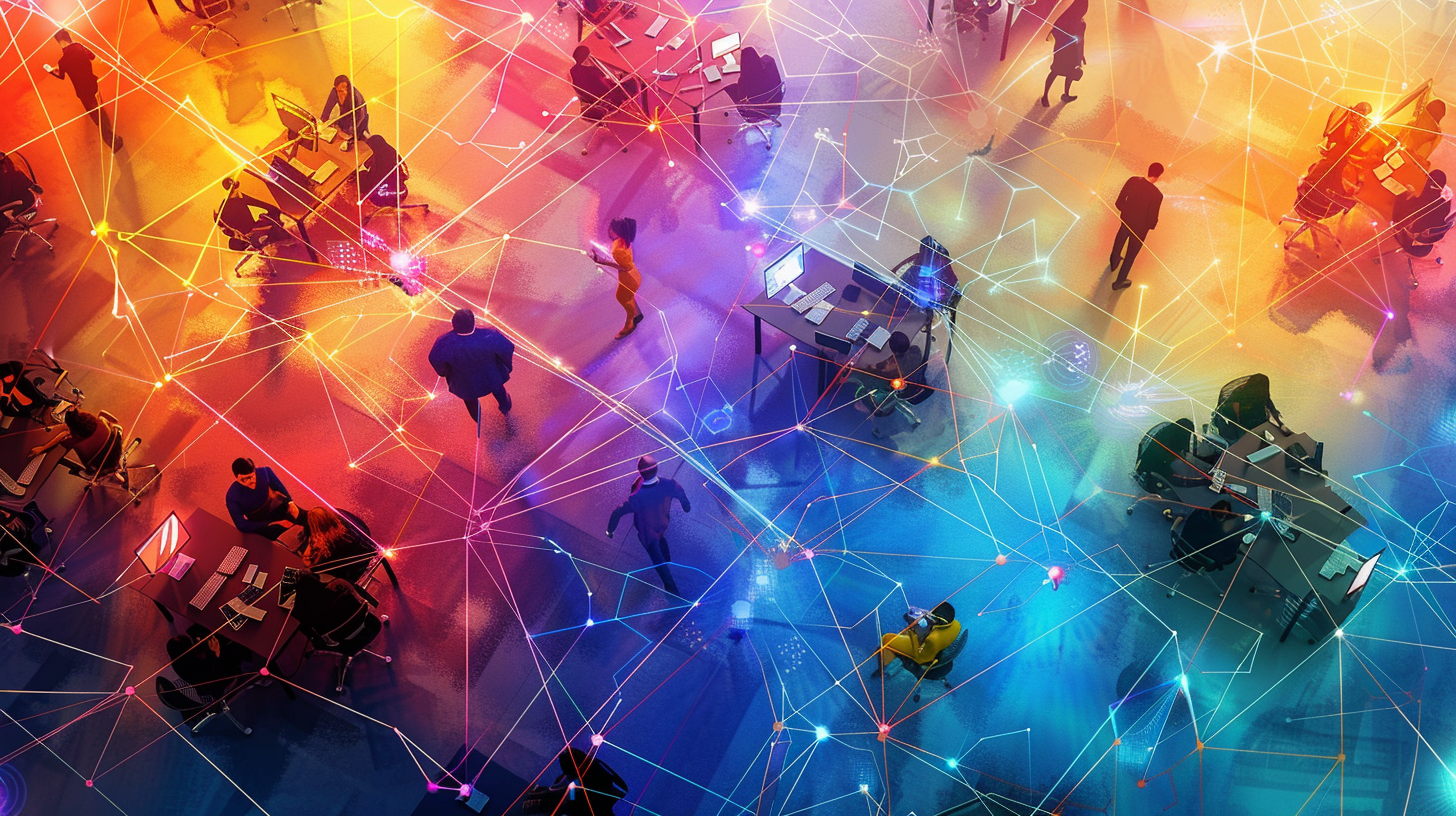 Jogadores de diferentes partes do mundo conectados através de linhas digitais em computadores
